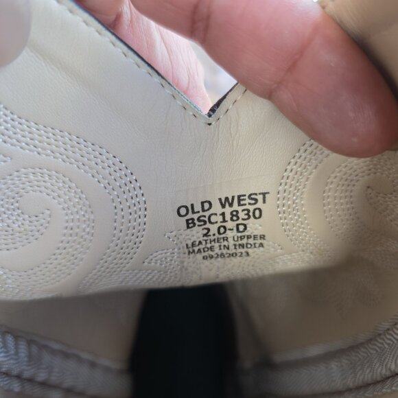 Old West Brown/Tan Youth Boys Leather Faux Gator Cowboy Boots - Picture 8 of 9